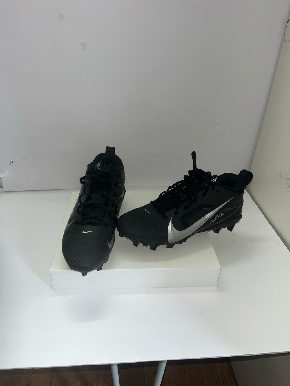 Nike Black and Silver Alpha Turf Cleats